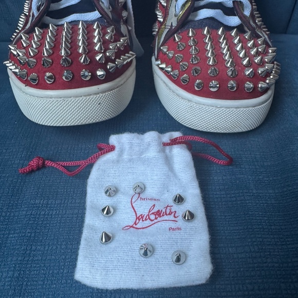 Christian Louboutin Red and Denim Spikes - Picture 5 of 10